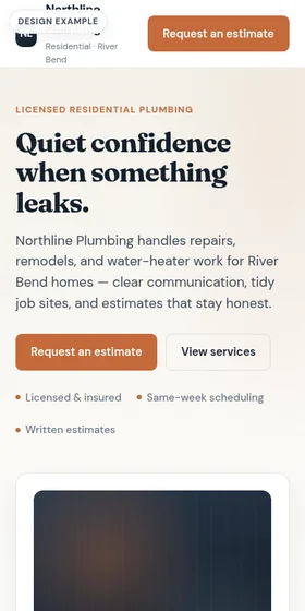 Design example — plumbing mobile site